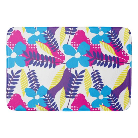 Kleurrijk Chic Floral & Dot Patroon met bladeren Badmat (Voorkant)