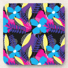 Kleurrijk Chic Floral & Dot Patroon met bladeren Bier Onderzetter