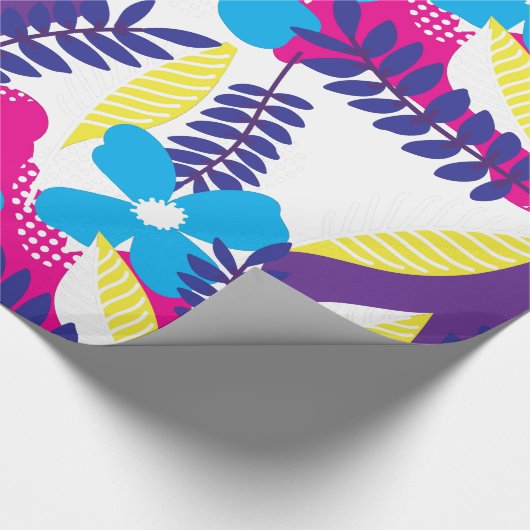 Kleurrijk Chic Floral & Dot Patroon met bladeren Cadeaupapier (Hoek)