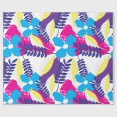 Kleurrijk Chic Floral & Dot Patroon met bladeren Cadeaupapier (Vlak)