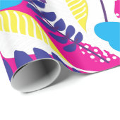 Kleurrijk Chic Floral & Dot Patroon met bladeren Cadeaupapier (Rol Hoek)