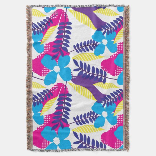 Kleurrijk Chic Floral & Dot Patroon met bladeren Deken (Voorkant Verticaal)