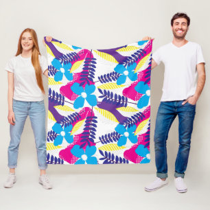 Kleurrijk Chic Floral & Dot Patroon met bladeren Fleece Deken