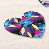 Kleurrijk Chic Floral & Dot Patroon met bladeren Kartonnen Onderzetters (Gekanteld)