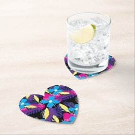 Kleurrijk Chic Floral & Dot Patroon met bladeren Kartonnen Onderzetters