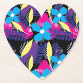 Kleurrijk Chic Floral & Dot Patroon met bladeren Kartonnen Onderzetters (Voorkant)