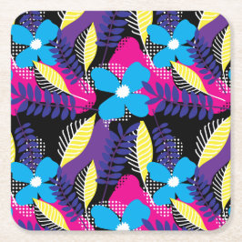 Kleurrijk Chic Floral & Dot Patroon met bladeren Kartonnen Onderzetters