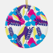 Kleurrijk Chic Floral & Dot Patroon met bladeren Keramisch Ornament (Voorkant)