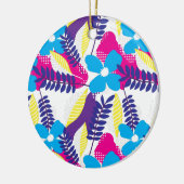 Kleurrijk Chic Floral & Dot Patroon met bladeren Keramisch Ornament (Links)