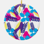 Kleurrijk Chic Floral & Dot Patroon met bladeren Keramisch Ornament (Achterkant)