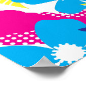 Kleurrijk Chic Floral & Dot Patroon met bladeren Poster (Hoek)