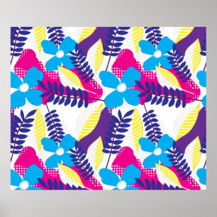 Kleurrijk Chic Floral & Dot Patroon met bladeren Poster