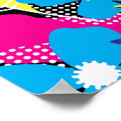 Kleurrijk Chic Floral & Dot Patroon met bladeren Poster (Hoek)