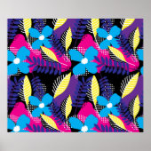 Kleurrijk Chic Floral & Dot Patroon met bladeren Poster (Voorkant)