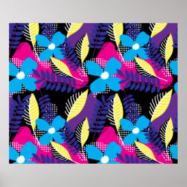 Kleurrijk Chic Floral & Dot Patroon met bladeren Poster