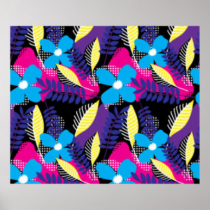 Kleurrijk Chic Floral & Dot Patroon met bladeren Poster