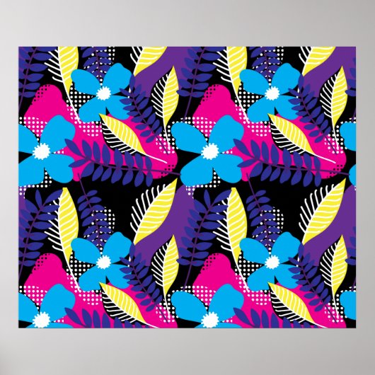 Kleurrijk Chic Floral & Dot Patroon met bladeren Poster (Voorkant)