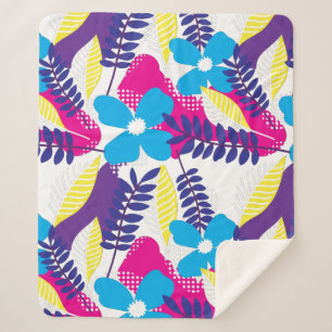 Kleurrijk Chic Floral & Dot Patroon met bladeren Sherpa Deken
