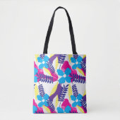 Kleurrijk Chic Floral & Dot Patroon met bladeren Tote Bag (Voorkant)