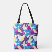 Kleurrijk Chic Floral & Dot Patroon met bladeren Tote Bag (Achterkant)