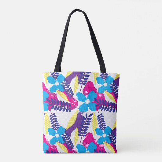 Kleurrijk Chic Floral & Dot Patroon met bladeren Tote Bag (Achterkant)