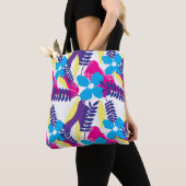 Kleurrijk Chic Floral & Dot Patroon met bladeren Tote Bag (Dichtbij)