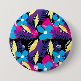 Kleurrijk Chic Floral & Dot Pattern met bladeren,  Ronde Button 7,6 Cm