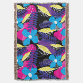 Kleurrijk Chic Floral & Dot Pattern met bladeren T Deken (Voorkant Verticaal)