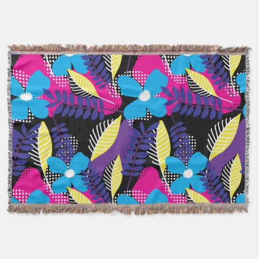 Kleurrijk Chic Floral & Dot Pattern met bladeren T Deken (Voorkant)