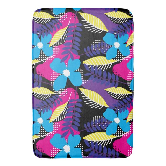 Kleurrijk Chic Floral & Dot Pattern met Leaves Bat Badmat (Voorkant Verticaal)