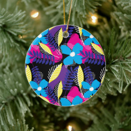 Kleurrijk Chic Floral & Dot Pattern met Leaves Cer Keramisch Ornament