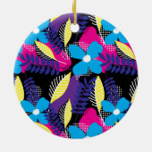 Kleurrijk Chic Floral & Dot Pattern met Leaves Cer Keramisch Ornament (Achterkant)