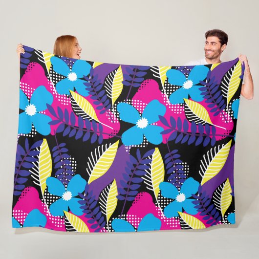 Kleurrijk Chic Floral & Dot Pattern met Leaves Fle Fleece Deken (In situ)