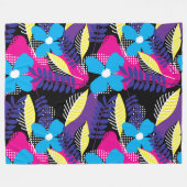 Kleurrijk Chic Floral & Dot Pattern met Leaves Fle Fleece Deken (Voorkant (Horizontaal))