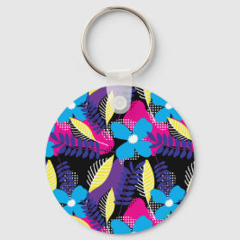 Kleurrijk Chic Floral & Dot Pattern met Leaves Key Sleutelhanger