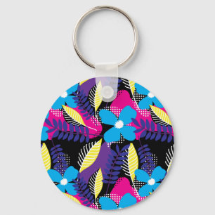 Kleurrijk Chic Floral & Dot Pattern met Leaves Key Sleutelhanger