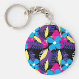 Kleurrijk Chic Floral & Dot Pattern met Leaves Key Sleutelhanger