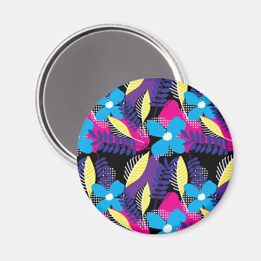 Kleurrijk Chic Floral & Dot Pattern met Leaves Mag Magneet (Voorkant / Achterkant)