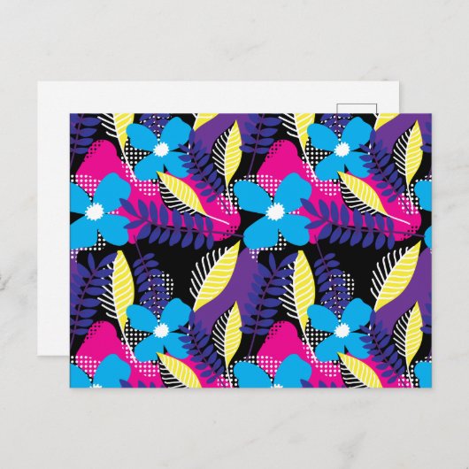 Kleurrijk Chic Floral & Dot Pattern met Leaves Pos Briefkaart (Voorkant / Achterkant)