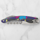 Kleurrijk Chic Floral & Dot Pattern met Leaves Wai Kurkentrekker (Achterkant)