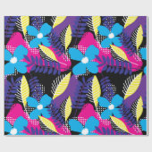 Kleurrijk Chic Floral & Dot Pattern met Leaves Wra Cadeaupapier (Vlak)