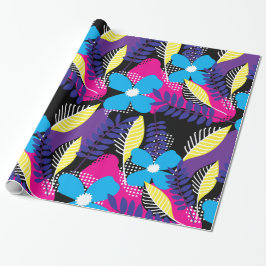 Kleurrijk Chic Floral & Dot Pattern met Leaves Wra Cadeaupapier