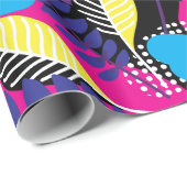 Kleurrijk Chic Floral & Dot Pattern met Leaves Wra Cadeaupapier (Rol Hoek)