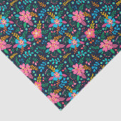Kleurrijk Chic Roze Blauwe Wilde Bloem Bloemmotief Tissuepapier (Detail)