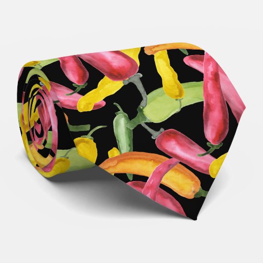 Kleurrijk Chili Peppers patroon Stropdas (Opgerold)