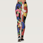 Kleurrijk Chinees bloemig Abstract  patroon Leggings (Achterkant)