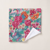 Kleurrijk Chinees Floral Patroon Bad Handdoek (Wasdoekje)