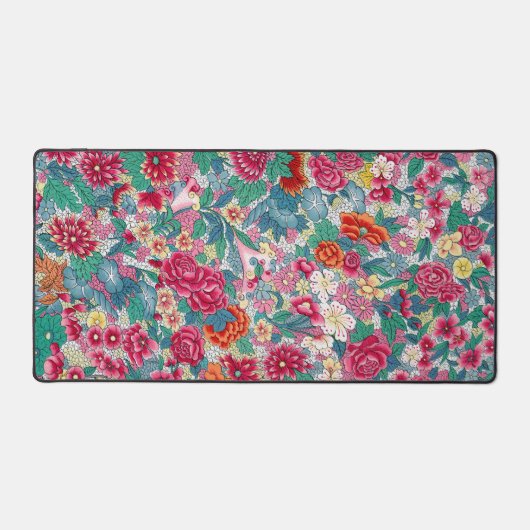 Kleurrijk Chinees Floral Patroon Bureaumat (Voorkant)