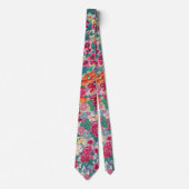 Kleurrijk Chinees Floral Patroon Stropdas (Voorkant)