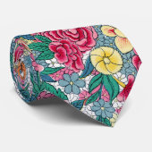Kleurrijk Chinees Floral Patroon Stropdas (Opgerold)
